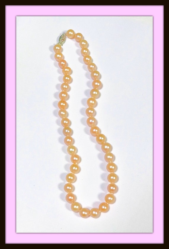 Genuine PINK PEARL NECKLACE Choker 16 Inch Long an