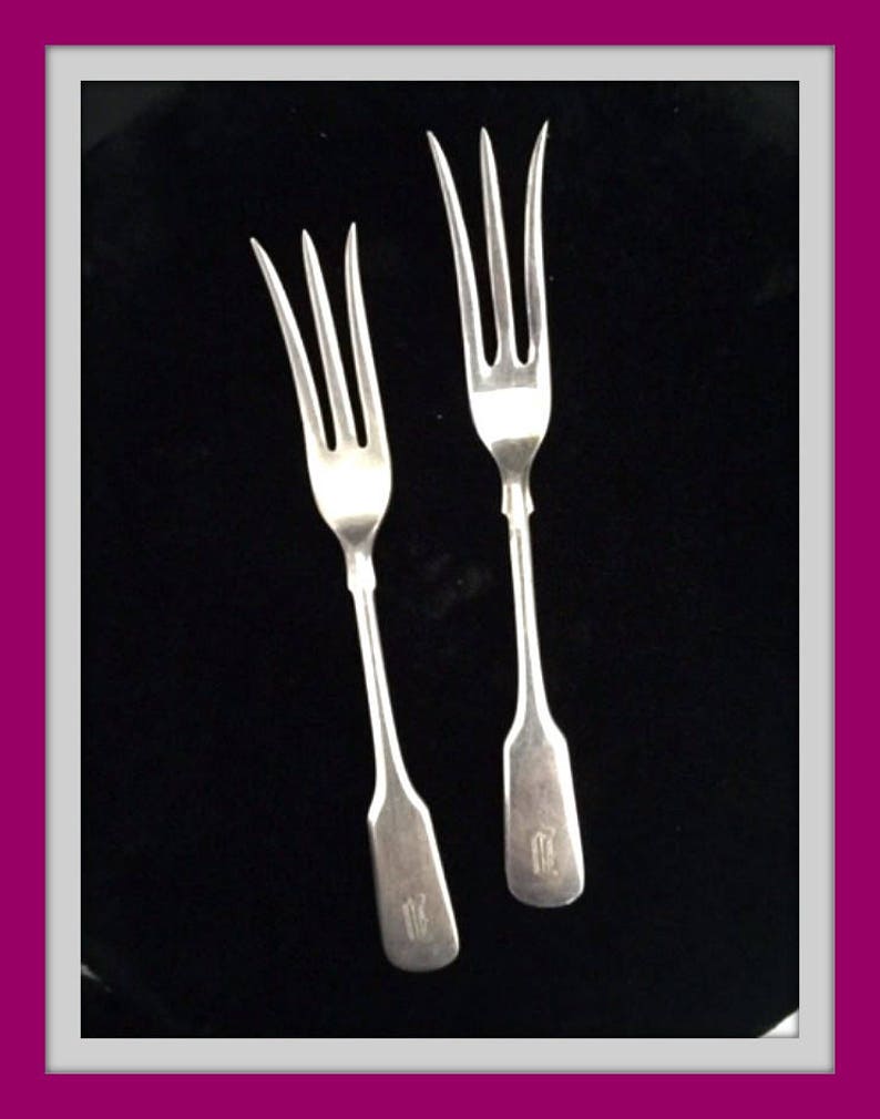 OLIVE FORKS Two Wilcox Eversten STERLING Silver D Monogram Retail 125.00!
