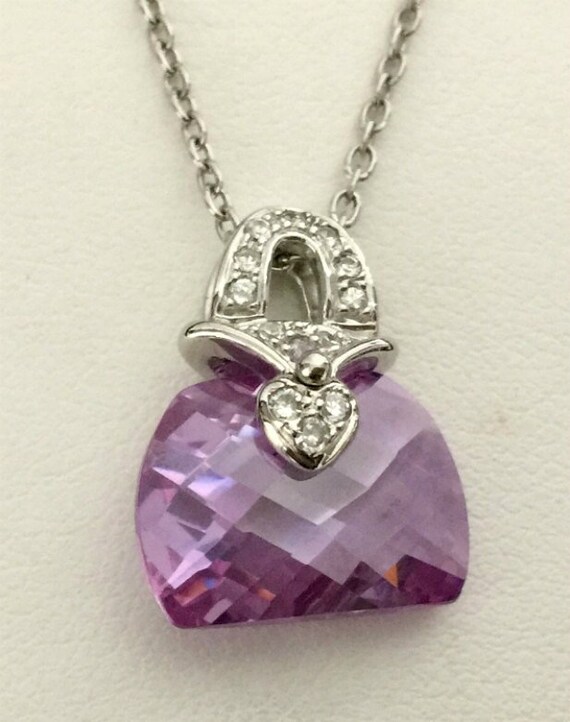 AMETHYST  NECKLACE PENDANT Sterling Silver Chain - image 3