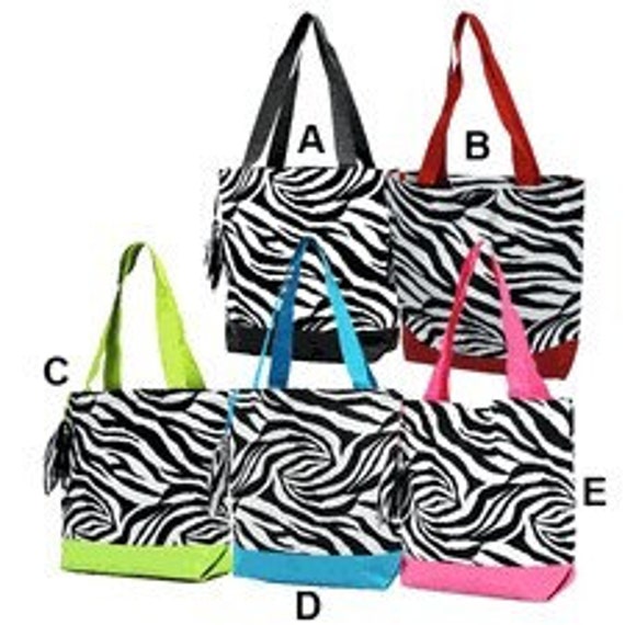 Personalized Zebra Print Tote Bag Etsy