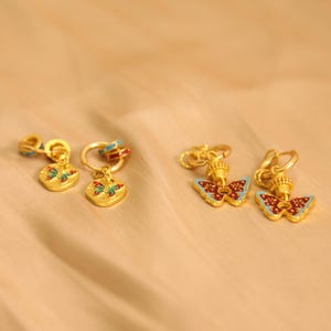 Pendientes de mariposa de esmalte, pendientes de moda retro exagerados de alta gama, regalo para ella
