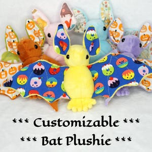 Customizable Bat Plushie - Soft Handmade Bat with Optional Keyring