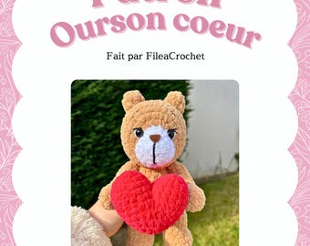 Crochet Teddy Bear Pattern with Heart PDF | Amigurumi Teddy Bear Pattern | French Tutorial | Crochet Pattern | Crochet Plush Pattern