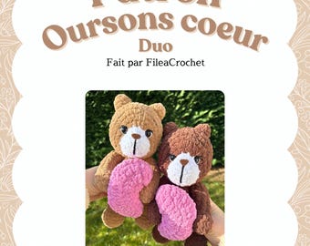 Crochet Duo Teddy Bear Pattern PDF | Amigurumi Couple Teddy Bear Pattern | French Tutorial | Crochet Lovers Pattern | Crochet Pattern