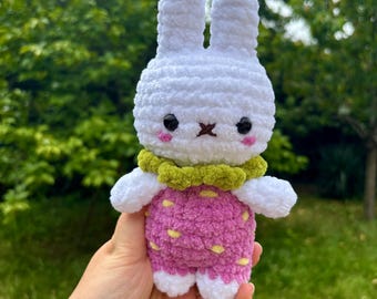 Miffy Strawberry Crochet Plush | Handmade Strawberry Bunny | Baby Gift | Nursery Decor | Handmade Amigurumi | FiléaCrochet