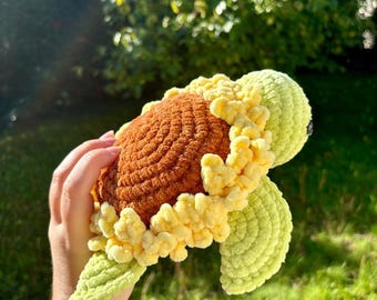 Crochet Sunflower Turtle Plush | Handmade Amigurumi Flower Turtle | Cute Original Plush | Unique Gift | Sunflower Turtle Plush
