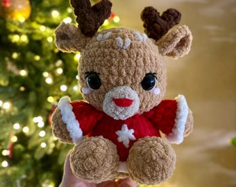 Crochet Christmas Reindeer Plush | Handmade Amigurumi Reindeer | Cute Christmas Decoration | Holiday Gift | Christmas Reindeer Plush