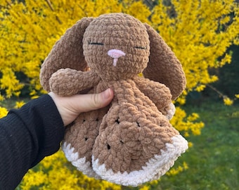 Crochet Baby Comforter | Handmade Newborn Plush | Rabbit Giraffe Bear | Personalized Baby Gift | Baby Lovey Crochet Plush