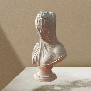 Minimalist Sculpture | Book Shelf Decor | Veiled Woman Bust | Sleek Contemporary Sculpture for Stylish Workspaces | Abstract Office Accent