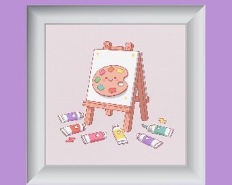 Fun Art Easel and Paints - Stitch Pattern - PDF Pattern
