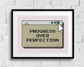 Progress Not Perfection - Quote - Stitch Pattern - PDF Pattern