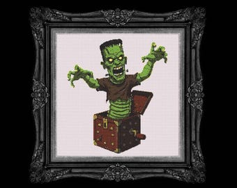 Frankenstein&#39;s Monster - Jack-in-a-Box - Stitch Pattern - PDF Pattern