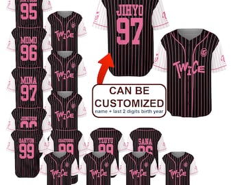 TWICE Kpop Unisex Baseball Jersey, Custom Twice Jersey, Gift Kpop Jersey, Twice Nayeon Jeongyeon Momo Sana Jihyo Mina Dahyun Chaeyoung Tzuyu