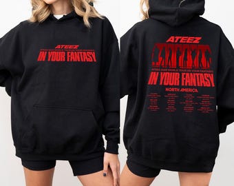 Sudadera con capucha "In Your Fantasy" de la gira mundial 2025 de ATEEZ, camiseta de Ateez, camiseta del álbum Golden Hour de Kpop de Ateez, merchandising de Ateez, camiseta de la gira de Ateez, suéter de Ateez