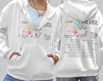 The Rose Once Upon AWRLD Tour 2025 Zip Hoodie, Retro The Rose WRLD Road Map Hoodie, The Rose WRLD Tour Zip Hoodie, The Rose Kpop Zip Hoodie