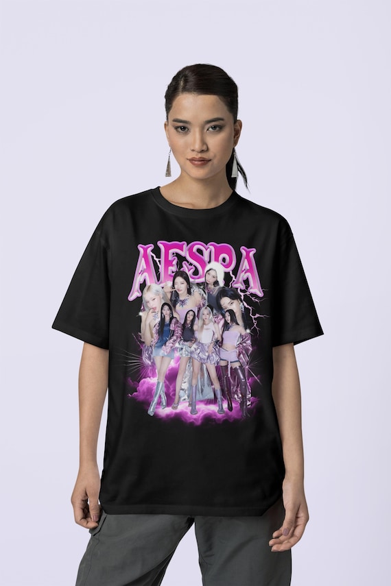 aespa Tシャツ FAN MEETING MY SYNK HANDWRITING T-SHIRT チャコール