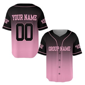 Black Mixed Pink Unisex Jersey, Kpop Tour Jersey, Gradient Baseball Jersey, Kpop World Tour Group Kpop Jersey, Best Gift for Fan Kpop Music