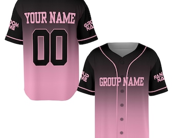 Black Mixed Pink Unisex Jersey, Kpop Tour Jersey, Gradient Baseball Jersey, Kpop World Tour Group Kpop Jersey, Best Gift for Fan Kpop Music