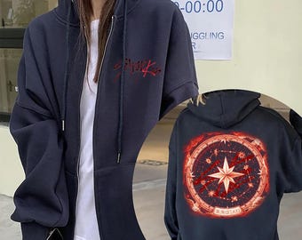 Stray Kids 8th Anniversary Zip Hoodie, Stray Kids Zip Hoodie, Stray Kids DominATE World Tour, Stray Kids Kpop Merch, Kpop Zip Up Hoodie
