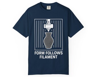 3D Printer Vase T-shirt | Form Follows Filament | Minimalist Tech Design | Maker Art Shirt | FDM Print Tee