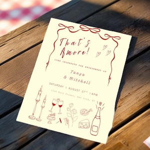 That’s Amore Engagement Party Invitation | Italian Theme Invite | Editable Template | Pizza Party | Romantic Printable | Instant Download