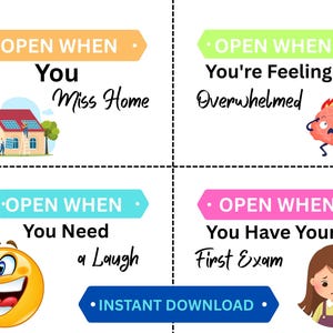 Open when Envelope labels for college students , college student care package, Editable Diy canva template labels , printable labels