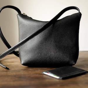 FOKS FORM Mi Bag 010,shoulder bag, messenger bag,black leather crossbody bag, crossbody zip bag,black leather crossbody purse,structured bag image 1