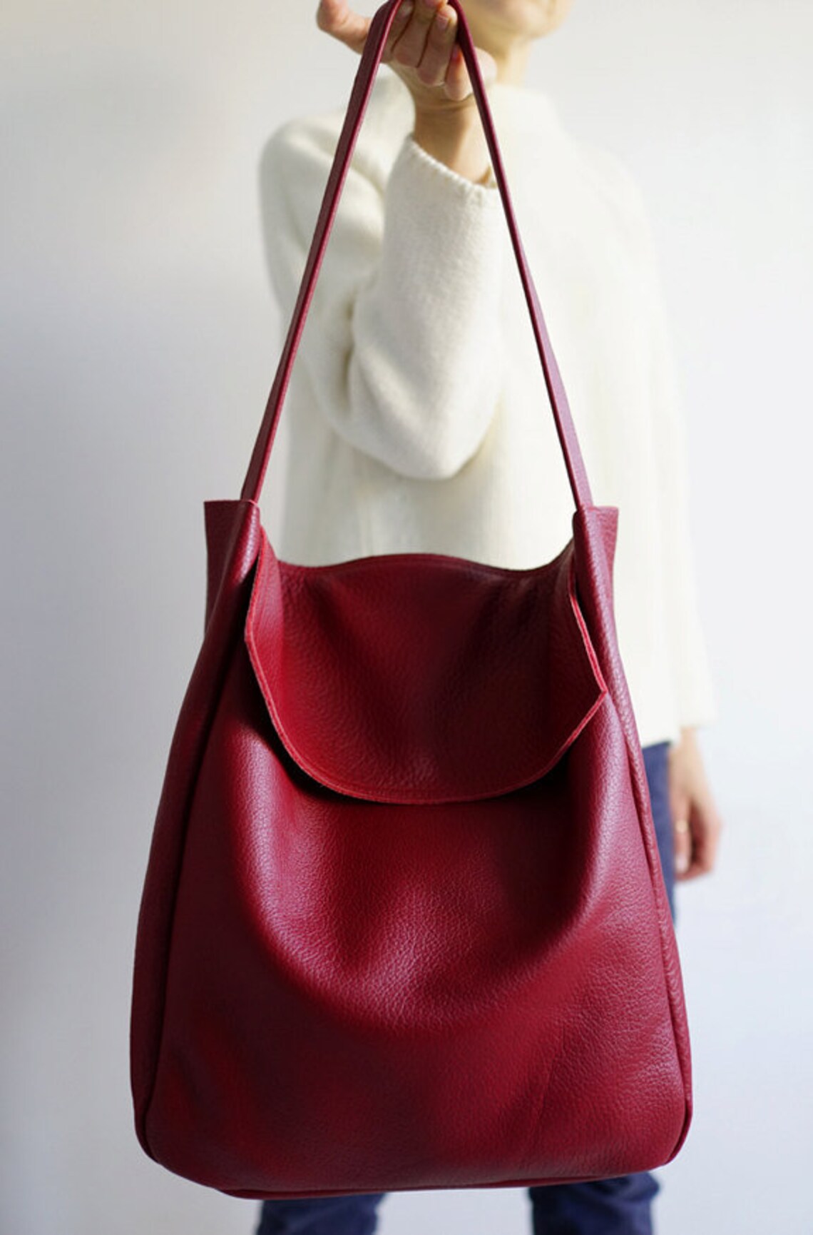 FOKS FORM Tote Bag 05 Minimal Leather Tote Bag Handbag - Etsy