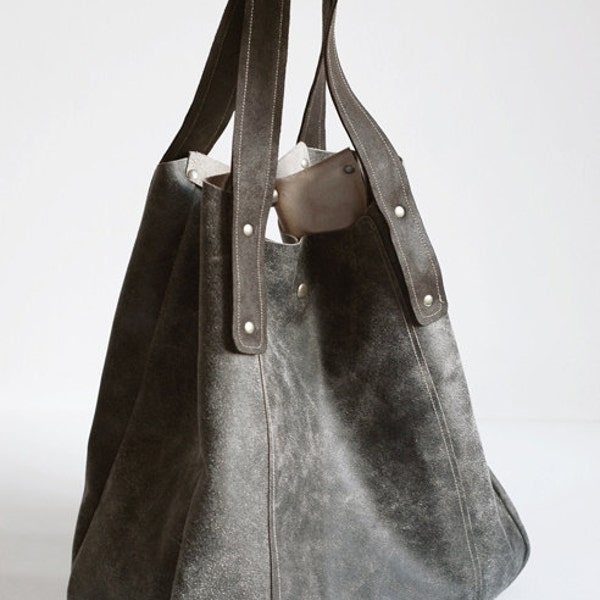 FOKS FORM Lea Bag 03- hobo bag, grey tote bag, leather handbag, tote bag