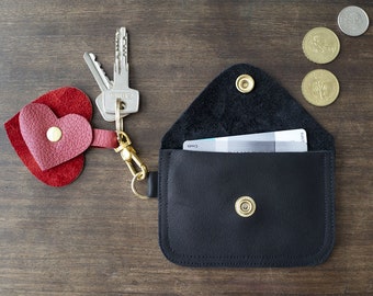 Coin 02, Coin purse, Leather Keychain Wallet, Leather Credit Card Wallet, ID Holder, Business Card Holder, Metro Card pouch, Key Zip Pouch,