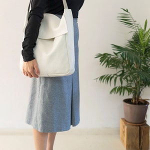 FOKS FORM Tote Bag 02, Minimal leather tote bag, handbag, shoulder bag, everyday bag, stuctured bag, shoulder bag, white leather bag image 2