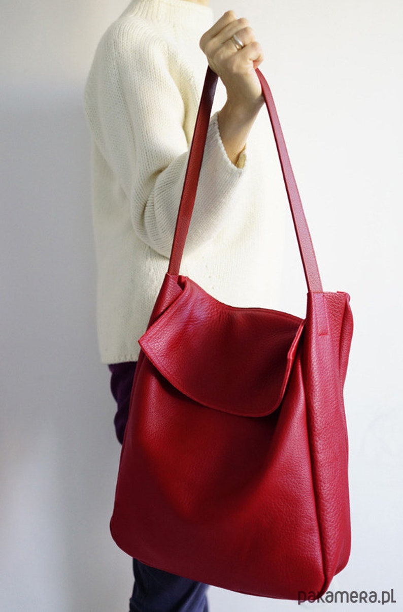 FOKS FORM Tote Bag 05, Minimal leather tote bag, handbag, shoulder bag, everyday bag, structured leather image 3