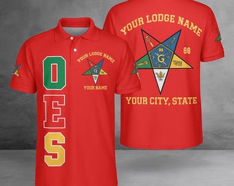 Custom 3D Printed Polo Shirt: Masonic OES Eastern Star Personalized