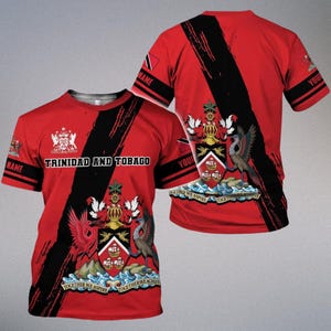 Custom Trinidad and Tobago 3D T-Shirt – Coat of Arms | All-Over Print, Personalized Name