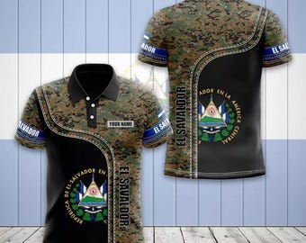 El Salvador Camouflage Polo Shirt – Custom Salvadoran Flag & Military Style Design