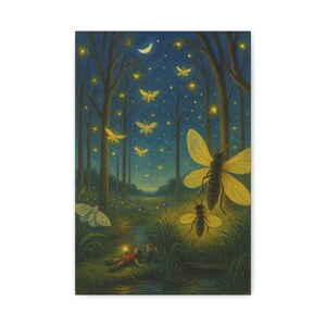 Firefly forest Canvas Wall Art, Nature Lover Gift, Home Decor, Housewarming Gift, Room Wall Decor, Canvas Print