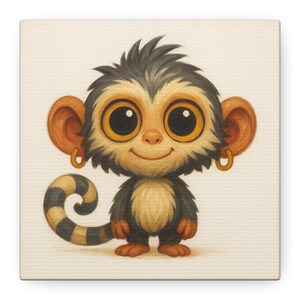Lienzo decorativo para pared con diseño de mono de dibujos animados, ideal para habitación de bebé, con temática de safari.