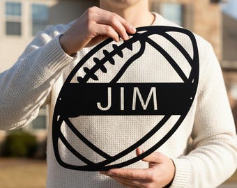 Insegna in metallo personalizzata con scritta "Calcio", insegna con nome di pallone da calcio, insegna da parete in metallo con scritta "Calcio", regalo personalizzato, arredamento per la casa, insegna per la cameretta dei bambini.
