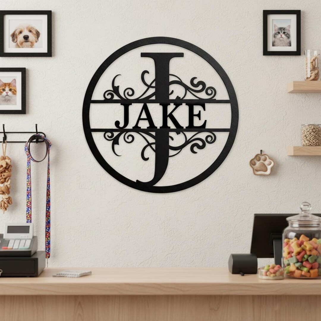 Custom Monogram Metal Wall Sign, Family Name Sign, Personalized Home ...