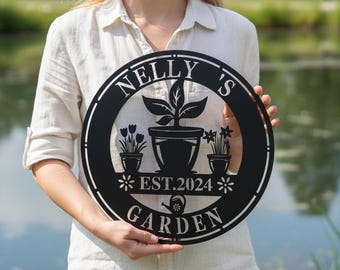 Custom Metal Garden Sign, Metal Hanging Garden Sign, Personalized Metal Gardening Gift, Outdoor Decor, Mothers Day Gift, Gardening Gift