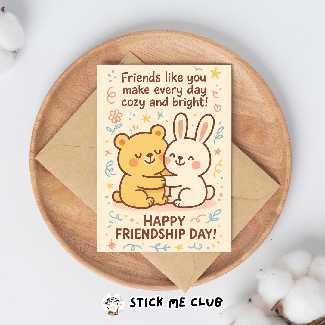 Cozy Cute Bear Friendship Day Card, Happy Friendship Day, Cute Kawaii ...