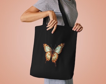 Butterfly Canvas Tote Bag, Nature Inspired Tote, Botanical Shopping Bag, Eco Friendly Gift for Her