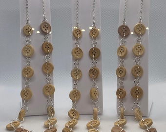 Handmade Wooden Button Necklace: Rustic Boho Statement Jewelry