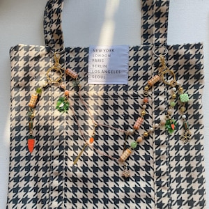 Carrot Bag Charm with Themed Enamel Charms, Leaf Beads and Gold Accents – Cute Garden-Inspired Accessory for Purse, Kawaii Spring Style