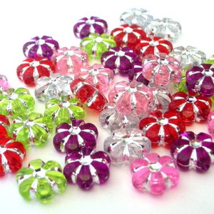 45 Christmas colors mixed beads, 10mm multicolor flower beads, 10x10mm acrylic image 3