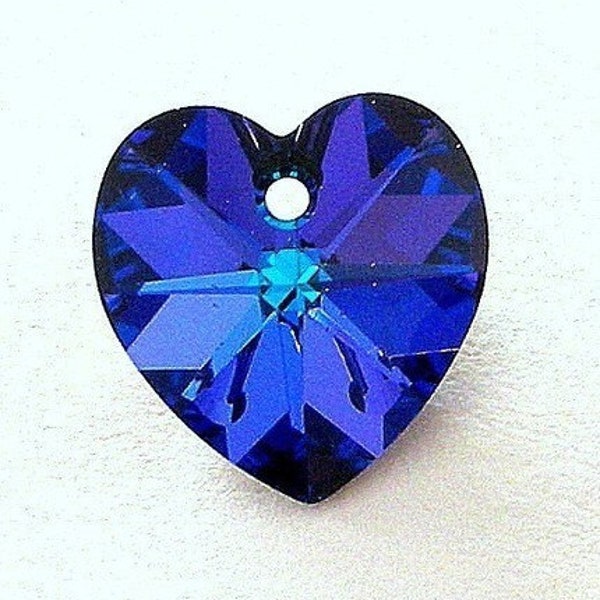 Heliotrope 18mm crystal heart pendant, bluish purple Austrian crystal, 18mm, precision-cut, interchangeable with Swarovski, qty 1