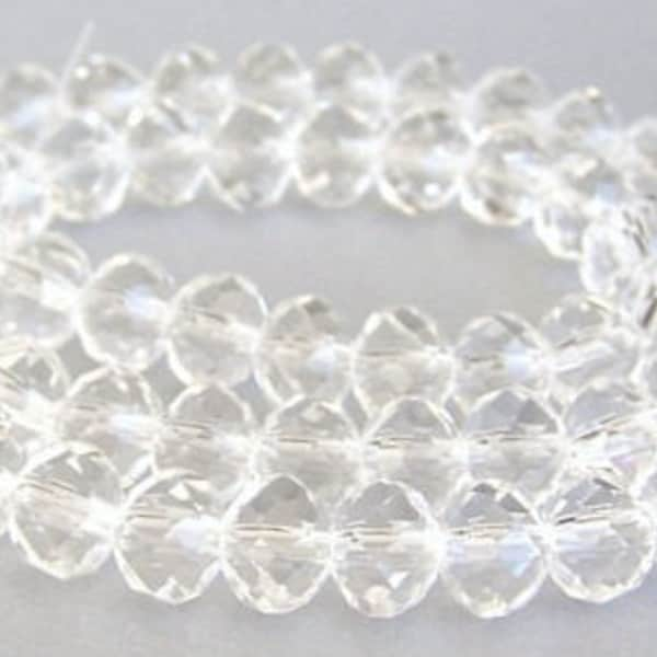 20 clear crystal 10mm rondelle beads, 10mm clear Chinese crystal faceted, sparkly, holiday jewelry supplies