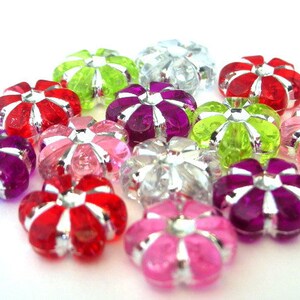45 Christmas colors mixed beads, 10mm multicolor flower beads, 10x10mm acrylic image 1