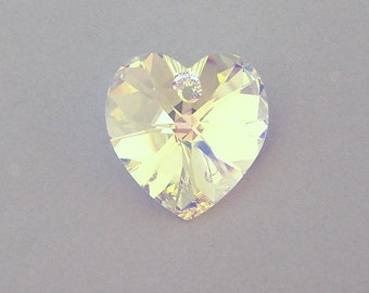 Swarovski crystal AB heart pendant, 18mm crystal AB heart, aurora borealis, large clear crystal heart, qty 1