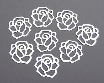 15 silver flower charms with cutouts, 20x20mm